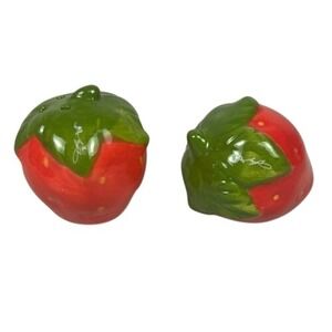 Strawberry Dolly Parton Ceramic Salt and Pepper Shaker Set of 2 Cottagecore